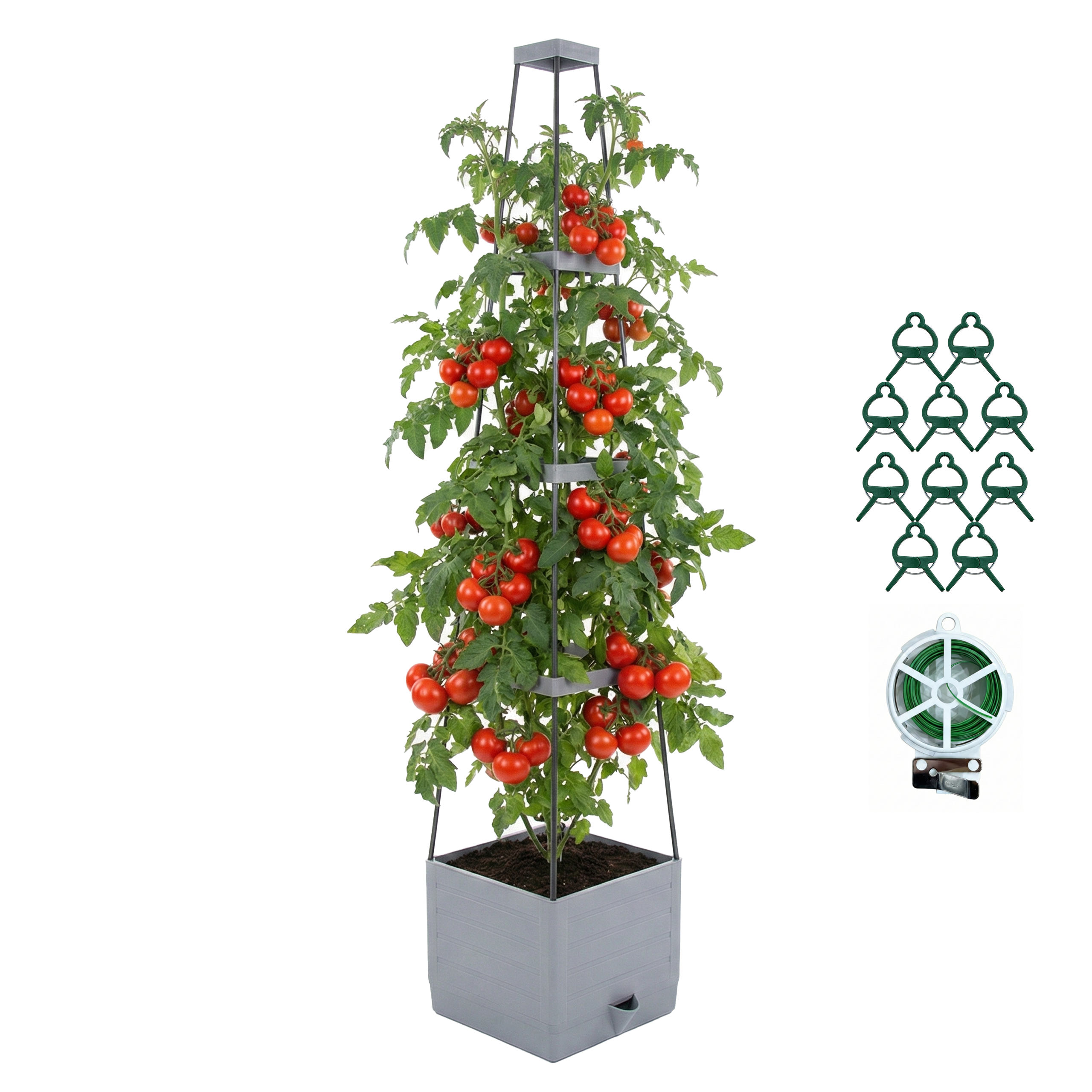 Ennufo Tomato Planter with Trellis, Self Watering Raised Garden Bed, Tomato Cages for Garden, Patio Vegetable Planter, 57 Inch
