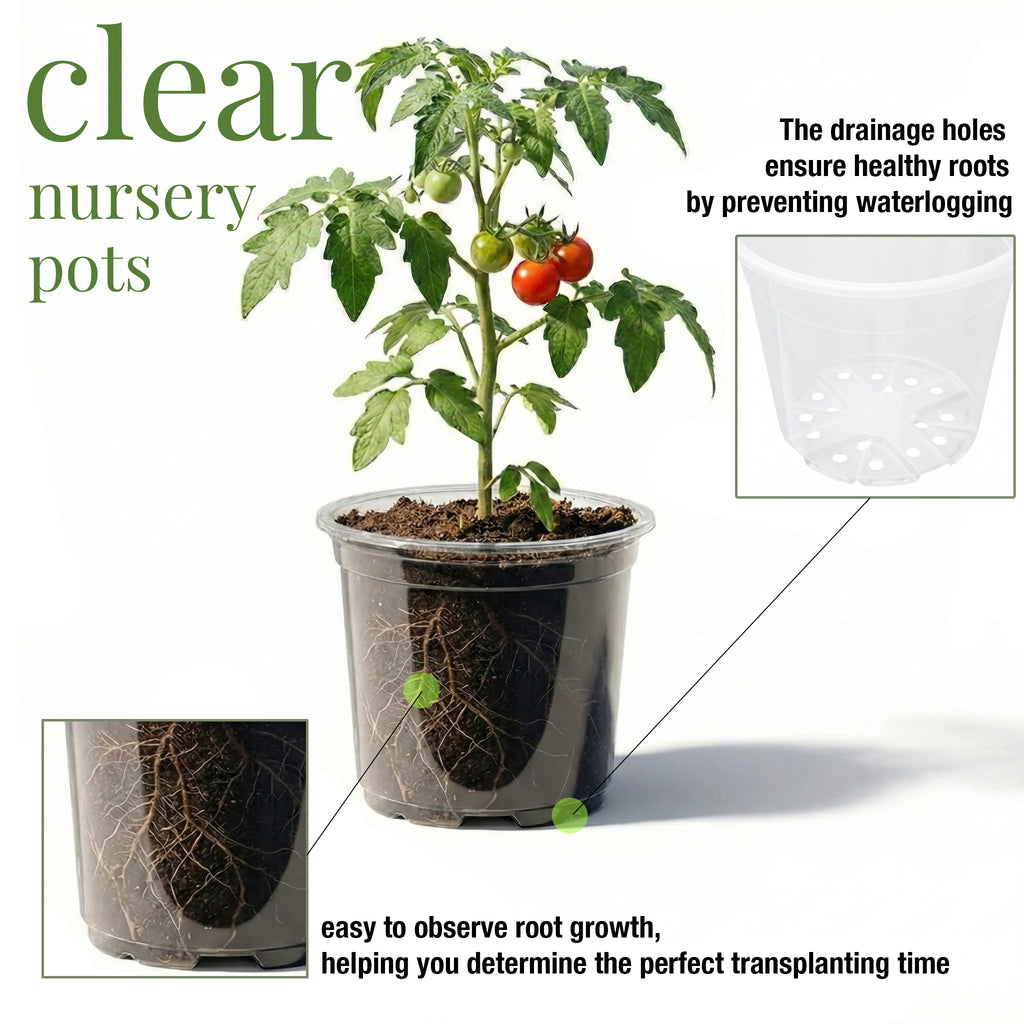 ENNUFO Clear Nursery Pots with Drainage, 4/5 inch Plastic Pots for Indoor Plants, 126 Pcs Seed Starter Kit with Plant Saucers, Labels & Tools