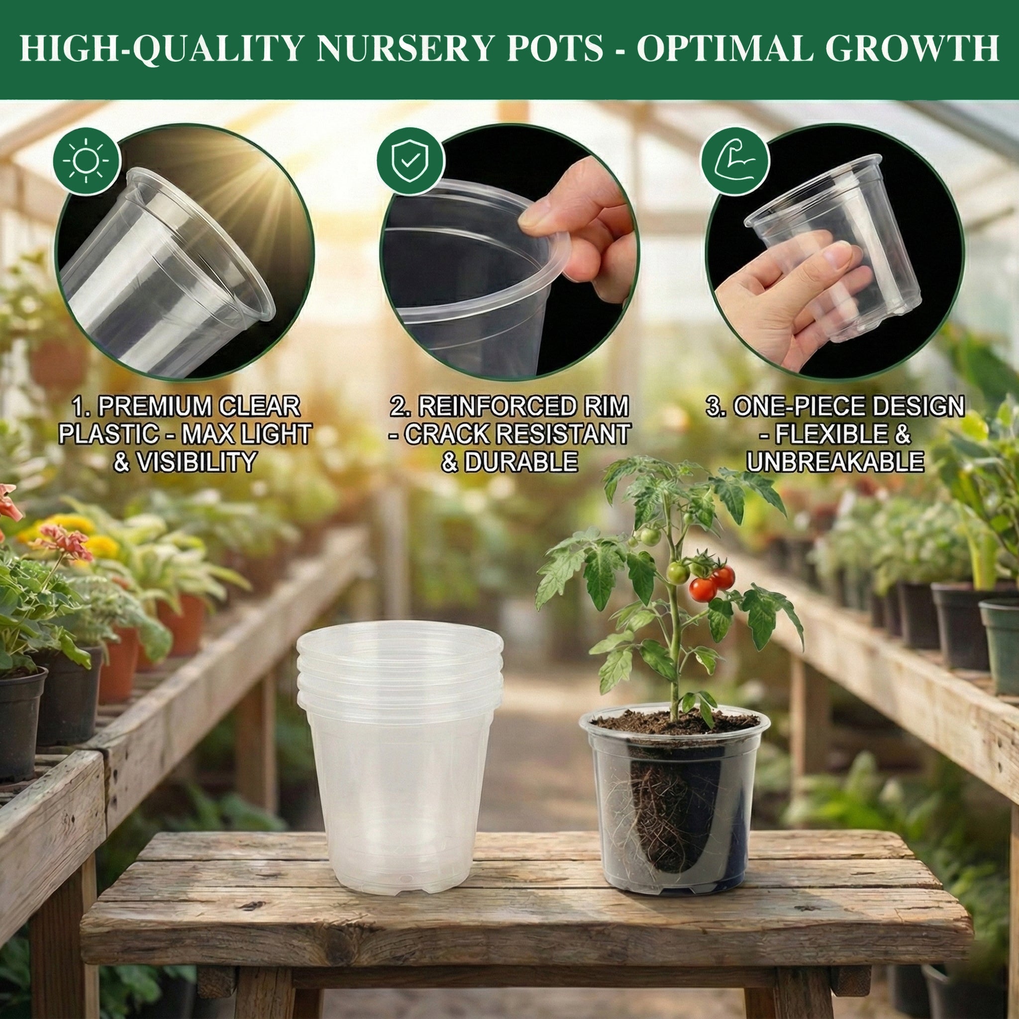 ENNUFO Clear Nursery Pots with Drainage, 4/5/6 inch Plastic Pots for Indoor Plants, 81 Pcs Seed Starter Kit with Plant Saucers, Labels & Tools